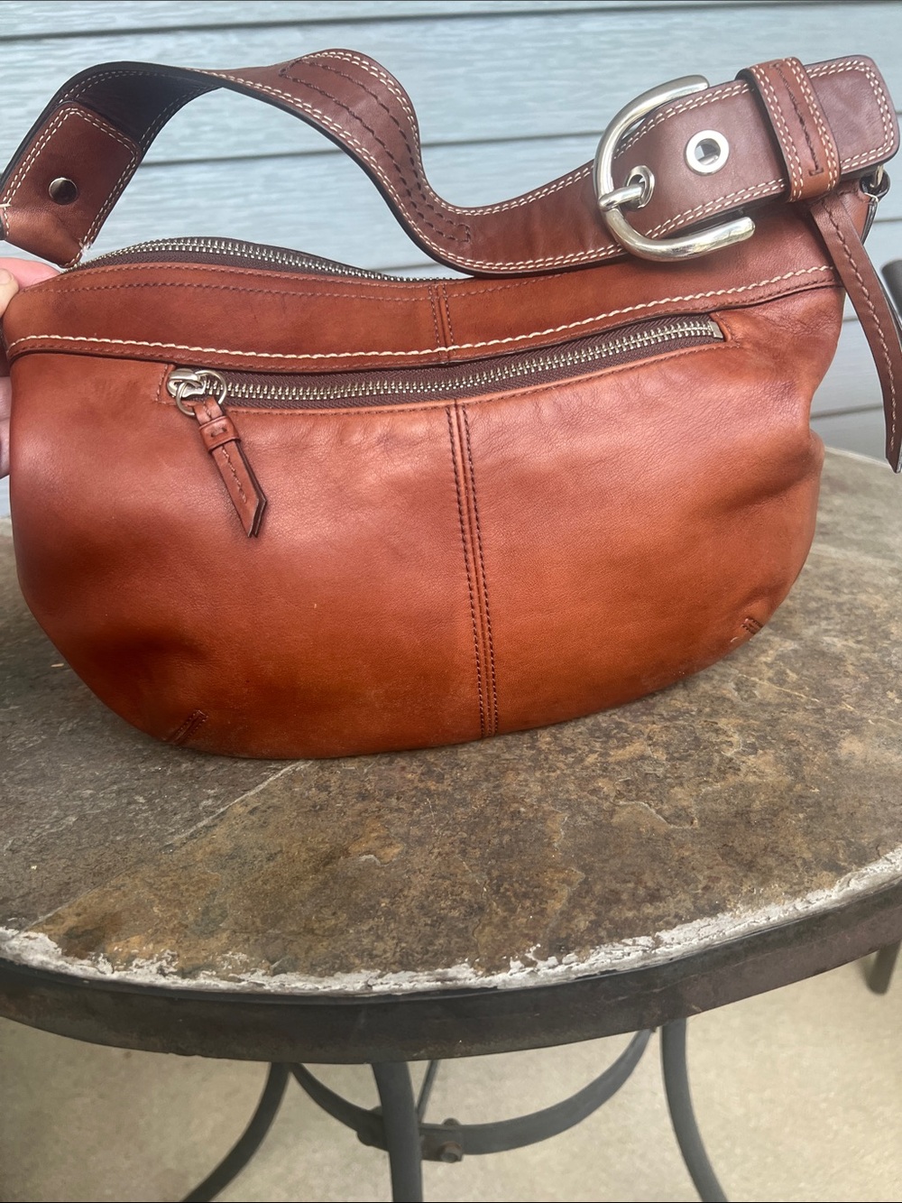 Coach F13730 Soho Pleated rustic cognac pleated saddle/Hobo Bag - Picture 3 of 13